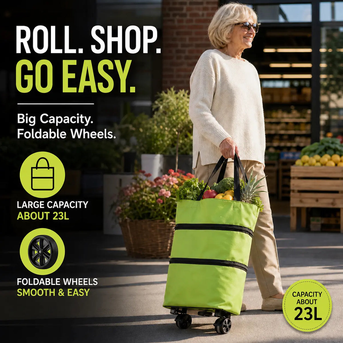 2-in-1 Rolling Tote Bag